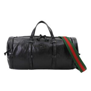 GUCCI Ophidia Duffel Shoulder Bag Leather Black 725699 Purse